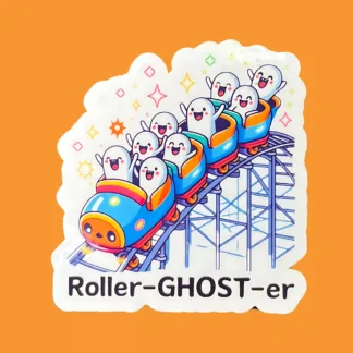 Roller-ghost-er - Dad Joke Halloween Sticker